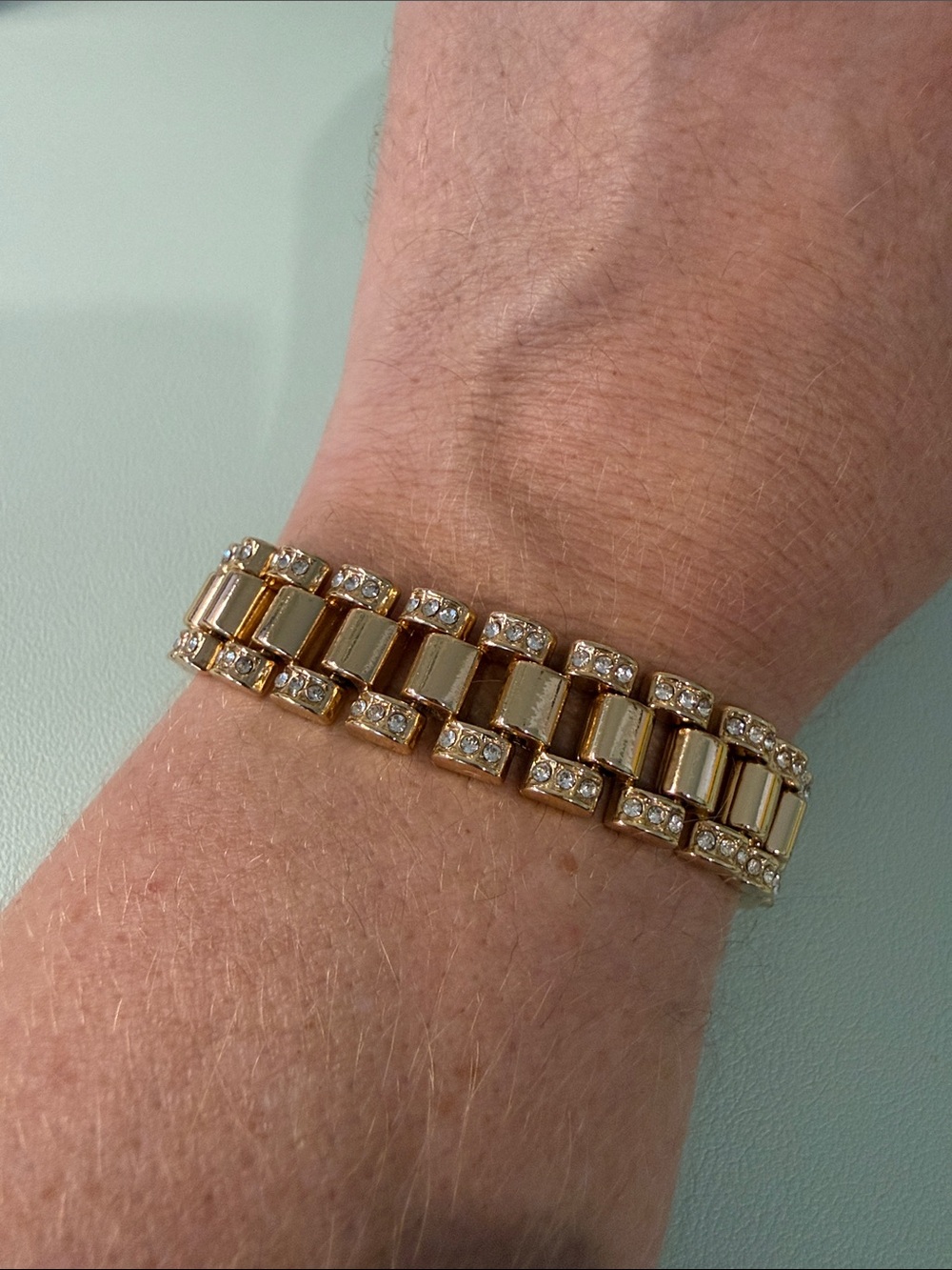 BaubleBar Gold Crystal Link Bracelet
